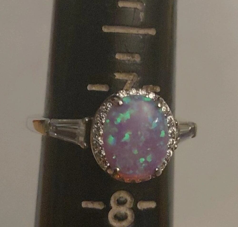 solid sterling .925 pink opal ring
